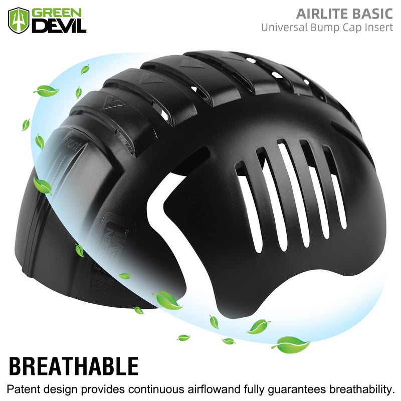 GREEN DEVIL قبعة صدمات عالمية من GREEN DEVIL لقبعات البيسبول مزودة بفتحات تهوية وخفيفة الوزن وقبعة آمنة للرجال والنساء قطعة واحدة باللون الأسود - Image 2